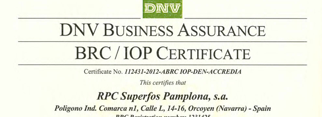 BRC/IoP: New certification for facility in Spain